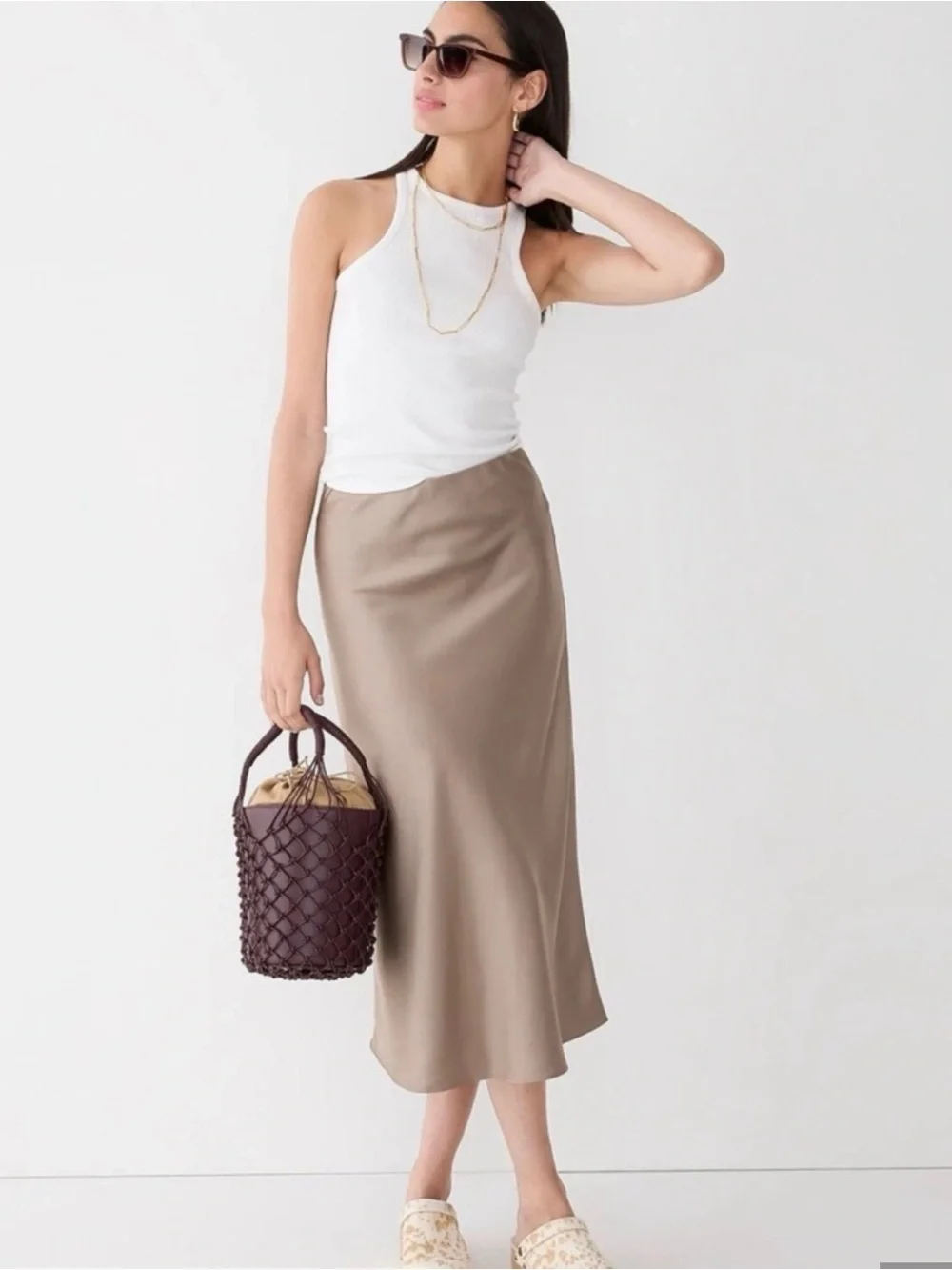J.Crew Popular Gwyneth Slip Skirt in Taupe - worn once! Size Small